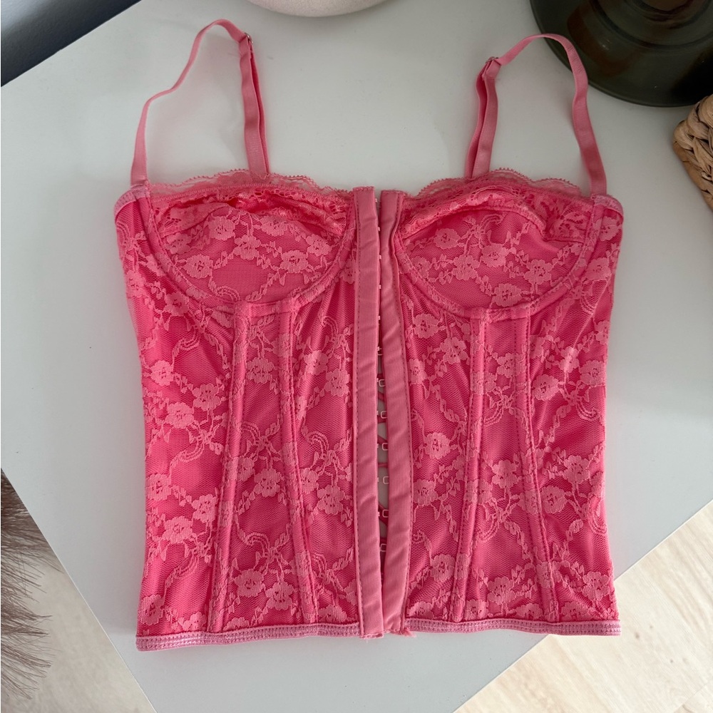 Pink Lace Bustier Top